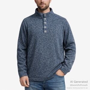 RedHead Men’s 2XL Heathered Blue Heavyweight Button Pullover Long Sleeve